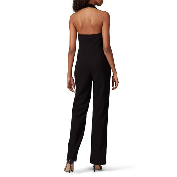 Aidan AIDAN MATTOX Wide Leg Black Crepe Tuxedo Jumpsuit Sleeveless Size 4 - Picture 2 of 12